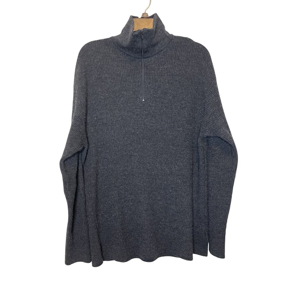 Malagrida 1/4 Quarter Zip Sweater Men's 2XL Made in Italy Virgin Wool Blend Gray
